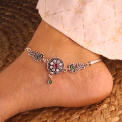 Ethnic Charm Jaipur Silver Anklets for Women