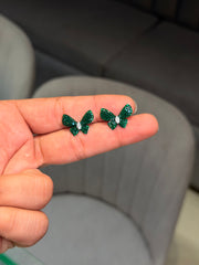 Luna green wing silver stud