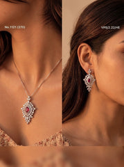 Royal scarlet silver pendant set for women