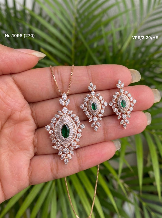 Verdant shine silver pendant set for women