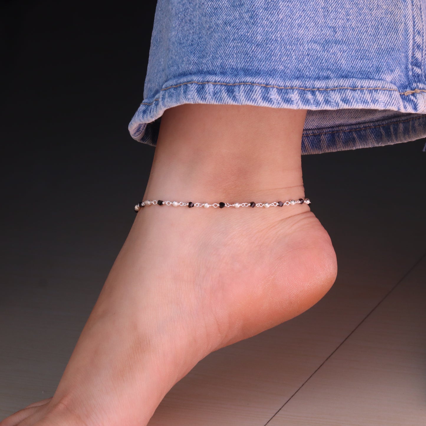 Zen Beads Silver Payal for Women