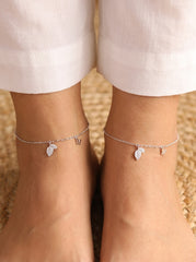 Butterfly serenity silver anklet for women
