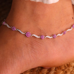 Silver Pink Blossom Silver Payal