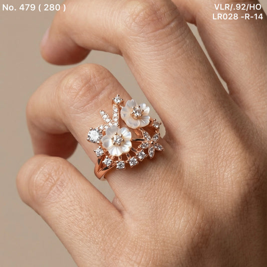 Frost petal silver ring for women