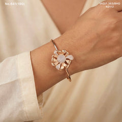 Floral heritage silver kada for women