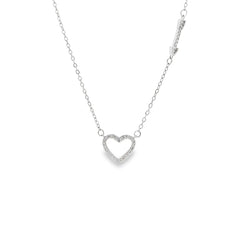Classic heart outline silver chain pendant