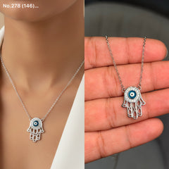 Evil eye sparkle silver chain pendant