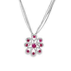 PetalDream Layered Flower silver chain pendant