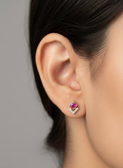 Candy pink silver studs