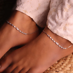 Celestial heart silver Payal for women