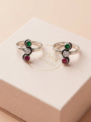 Oxi bloom silver toerings for women
