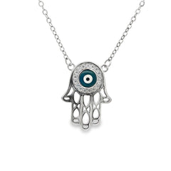 Evil eye sparkle silver chain pendant