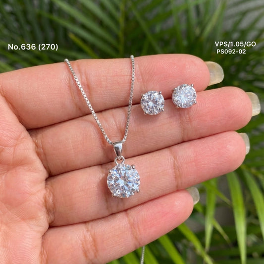 Frozen glow silver pendant set for women