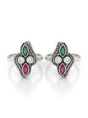 Ishira oxidised silver toerings for women