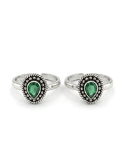 Dew drop oxidised silver toerings for women
