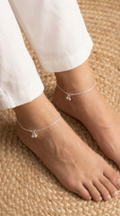 Hanging ghungaroo sleek silver Payal for women