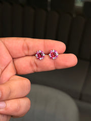 Blushing bloom silver stud