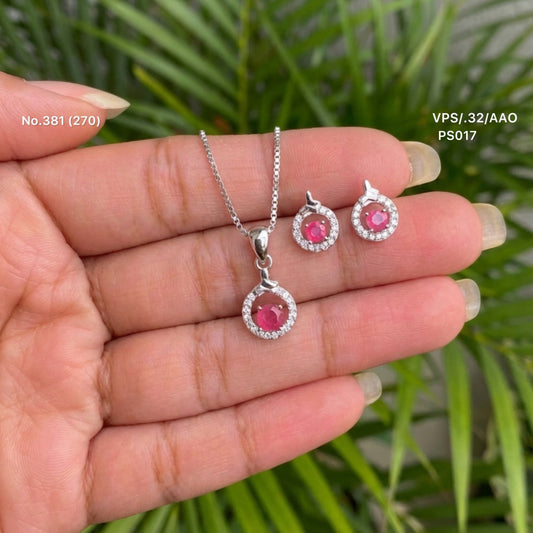 Dream blush silver pendant set for women