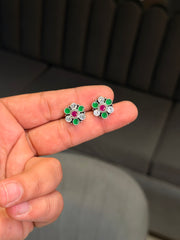 Green pop bloom silver stud