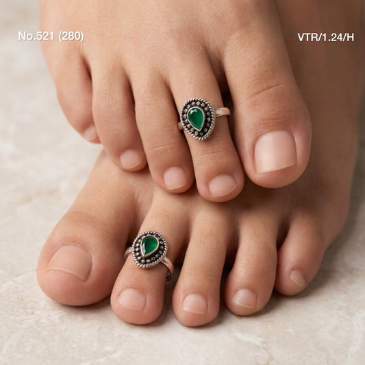 Dew drop oxidised silver toerings for women