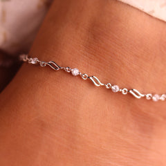 Dot & Leaf Shine Women Silver Payal