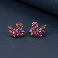 Royal plum swan silver stud