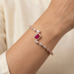 Ruby charm silver kada for women