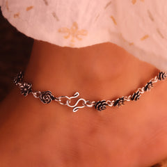 Floradhara heavy silver anklet