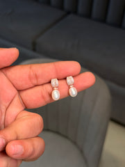 Flamingo pearl silver earrings