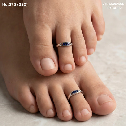 Blue aura 92.5 silver toerings for women