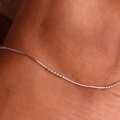 Sleek Silver Beads Payal for Women