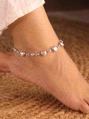 Oxidised Heart Shape Charms Payal