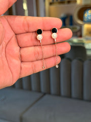 Onyx aura silver earrings