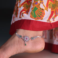 Ethnic Charm Jaipur Silver Anklets for Women