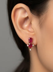 Pink charm silver stud