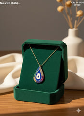 Rainbow drip silver chain pendant