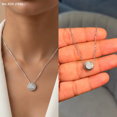 Crystal Orbit Round silver chain pendant