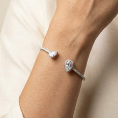 White aura silver kada for women