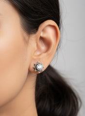 Mono oxidised silver stud