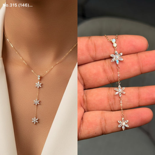 Linear bloom trio silver chain pendant