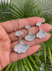 Astra bloom silver pendant set for women