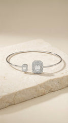 Crystal shine silver kada for women