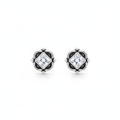 Quad oxidised silver stud