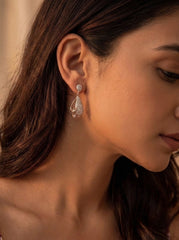 Zircon stone silver pendant set for women