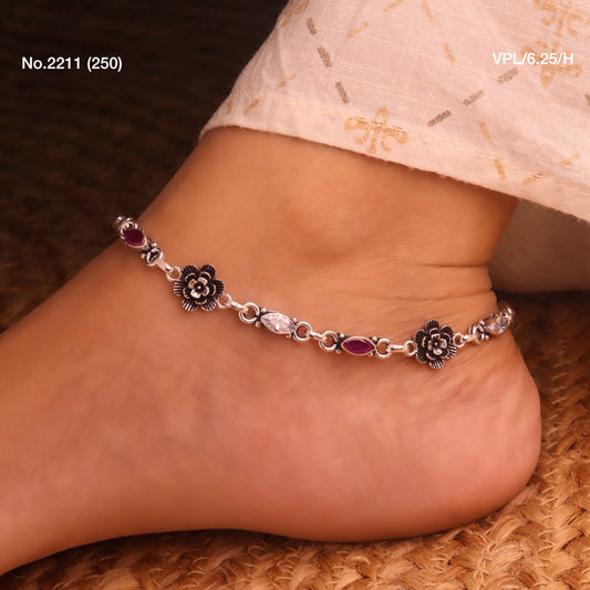 Royal bloom aura heavy silver Payal for women