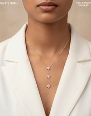 Linear bloom trio silver chain pendant