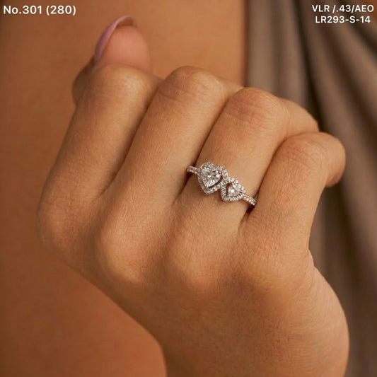 Dual heart silver ring for women