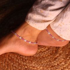 Pink Blossom Silver payal for women