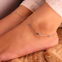 Kashvi green silver Payal for women