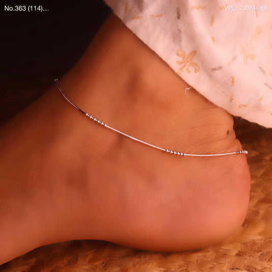 Sleek Silver Beads Payal for Women